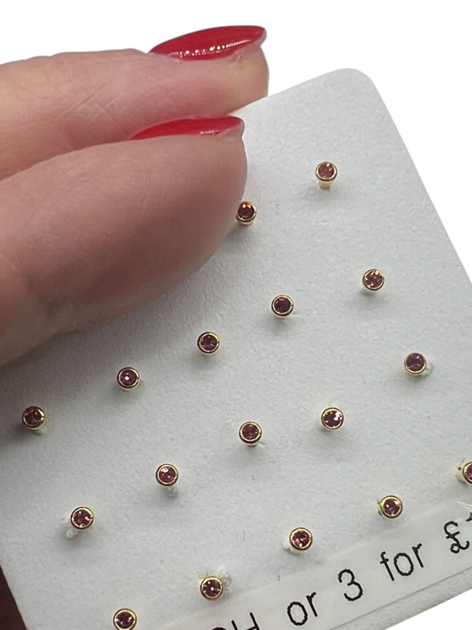 316L Surgical Steel Gold 2mm Pink CZ Threaded Labret Flatback 1.2mm x 6mm / 8mm / 10mm - Image 2