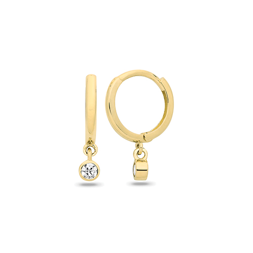 9ct Yellow Gold CZ Huggies Drop Earring 0.75g