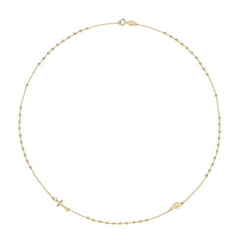 9ct Yellow Gold Ladies 16" Rosary Necklet
