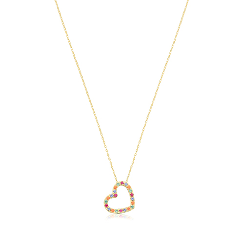 Multicoloured CZ Heart Necklace