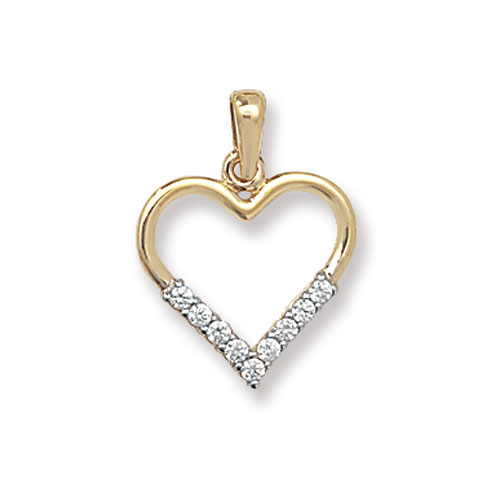 Gold Heart CZ Pendant