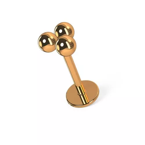 316L Surgical Steel Rose Gold Trinity Ball Flatback Labret 1.2mm x 6mm / 8mm / 10mm
