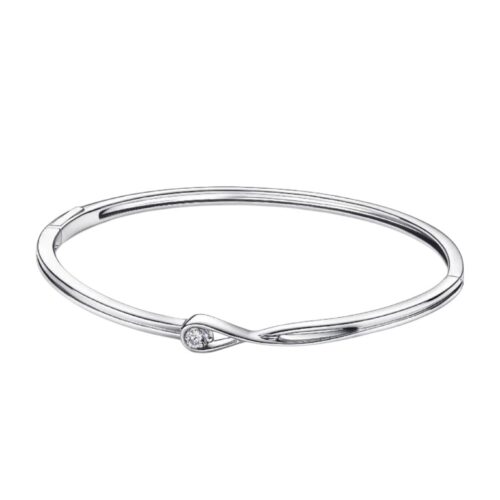 925 Sterling Silver Infinite Lab-Grown Moissanite Diamond Bangle With Certificate Of Guarantee