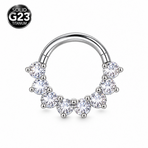 Silver CZ Clicker Hoop Ring