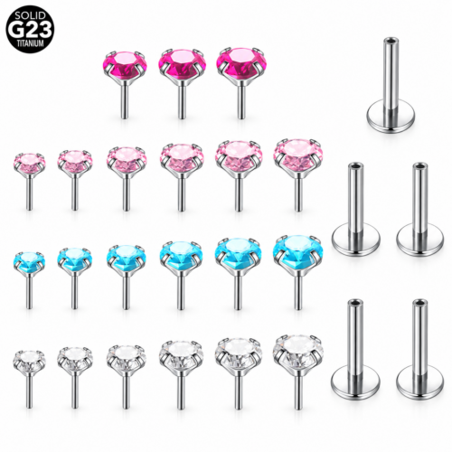 Push In CZ Labret Flatback