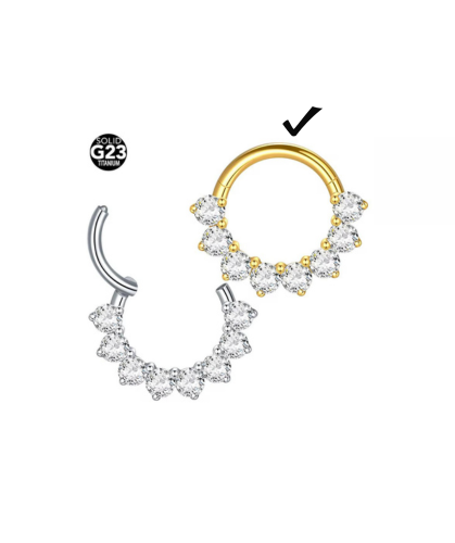 Titanium G23 Gold CZ Clicker Hoop Ring 1.2 x 6mm / 8mm / 10mm