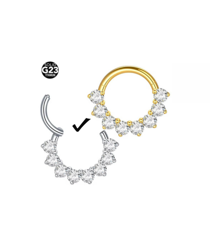 Titanium G23 Silver CZ Clicker Hoop Ring 1.2 x 6mm / 8mm / 10mm