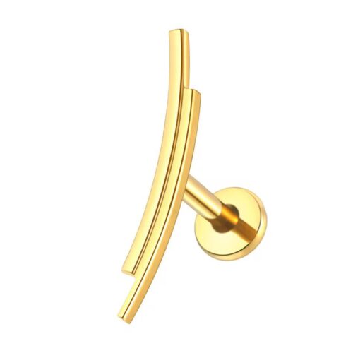 Gold Double Bar Labret Flatback