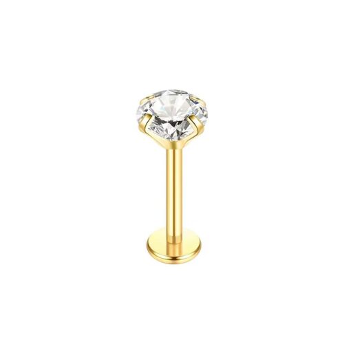 Gold CZ Labret Flatback