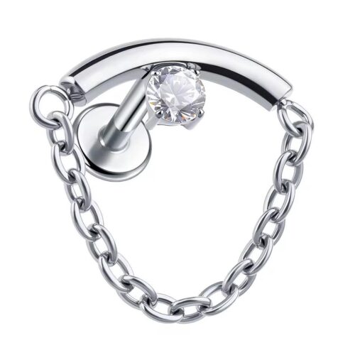 CZ Chain Labret Flatback