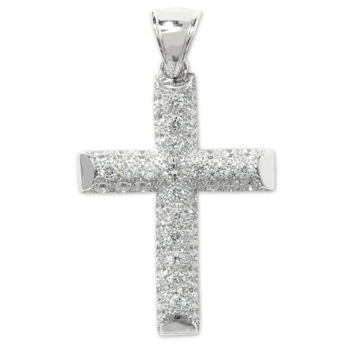 Silver CZ Cross Pendant