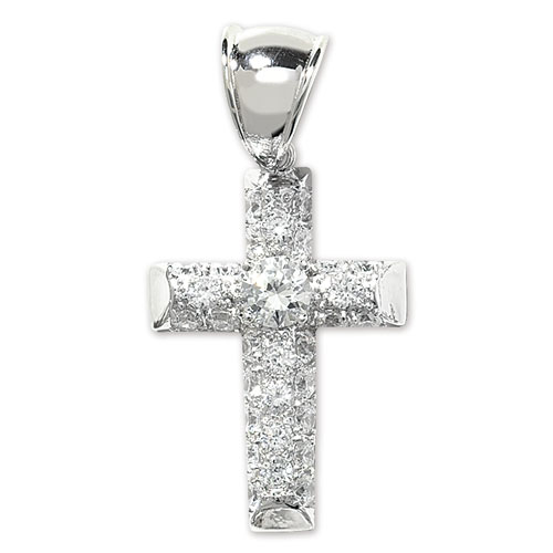 Silver CZ Cross Pendant