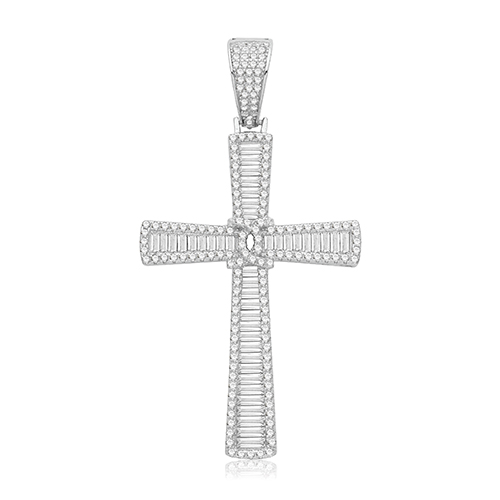 Silver CZ Cross Pendant
