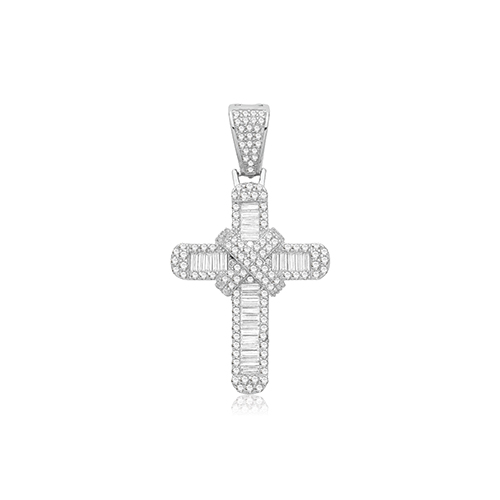 Silver CZ Cross Pendant