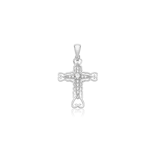 Silver CZ Cross Pendant
