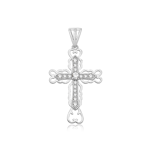 Silver CZ Cross Pendant