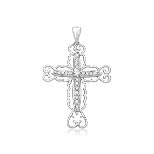 Silver CZ Cross Pendant