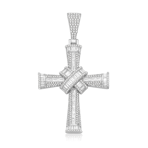 Silver CZ Cross Pendant