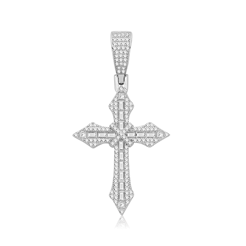 Silver CZ Set Cross Pendant