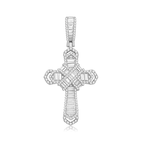 Silver CZ Cross Pendant