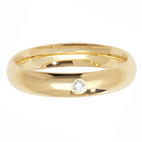 18ct Yellow Gold Wedding Ring With Gipsy Set Diamonds Band 5.50g
