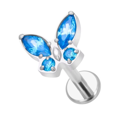 Blue Butterfly Labret Flatback