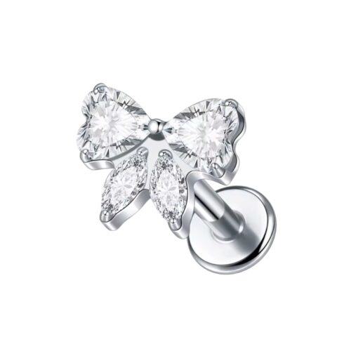 Silver Sparkle Bow Labret