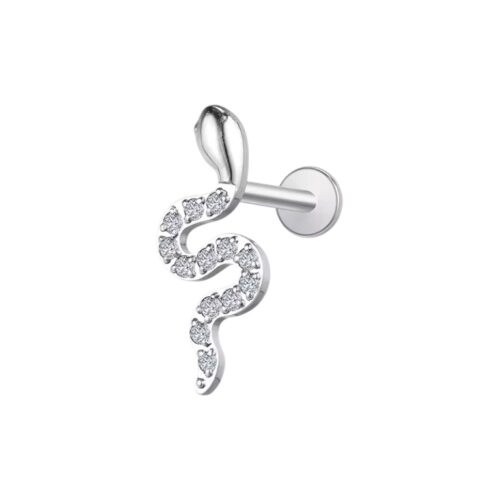 Silver CZ Snake Labret Flatback