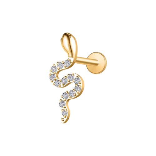 Gold CZ Snake Labret Flatback