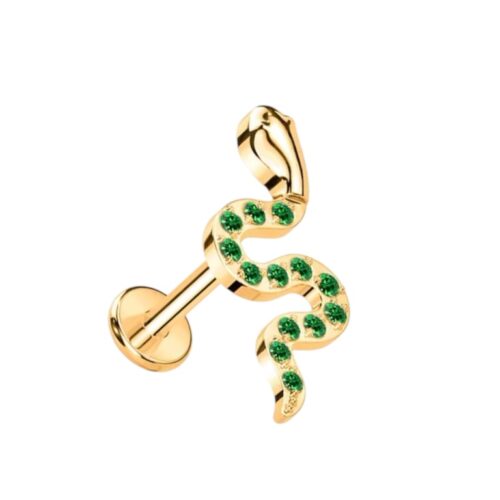 Gold Green CZ Snake Labret