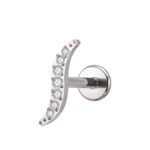 Silver CZ Swirl Labret Flatback