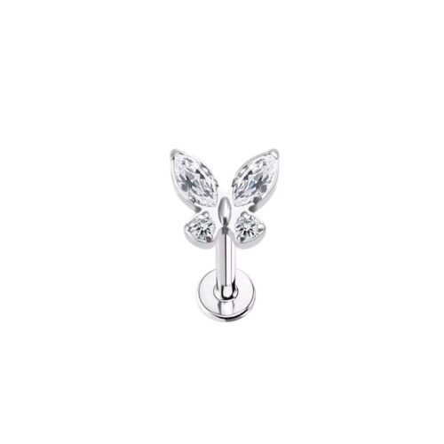 Clear CZ Butterfly Labret Flatback