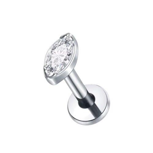 Oval Clear CZ Labret Flatback