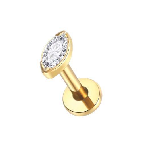Gold Oval Clear CZ Labret