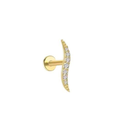 Gold CZ Swirl Labret Flatback