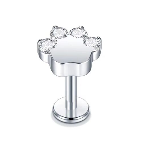 Silver Paw Labret Flatback