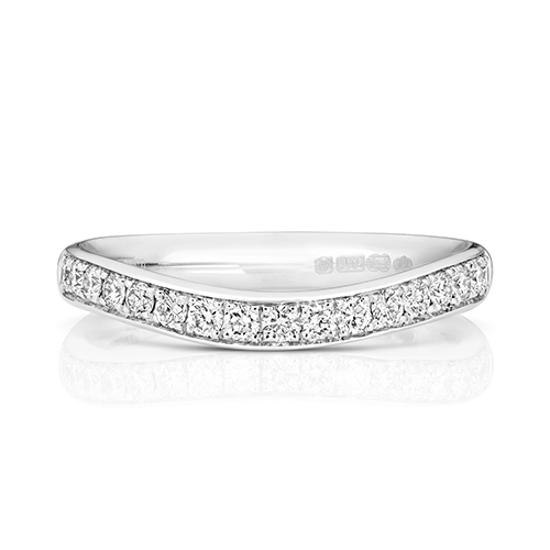 Platinum Diamond Wave Eternity Ring Grain Set Diamond Wedding Band 4.50g