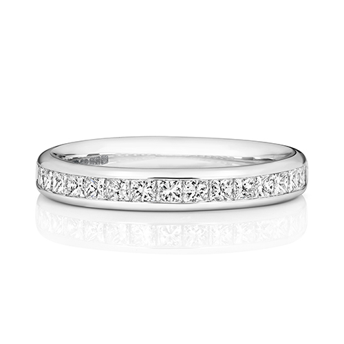 Platinum Diamond Half Eternity Ring Princess Cut Channel Set Diamond Wedding Band 5.30g