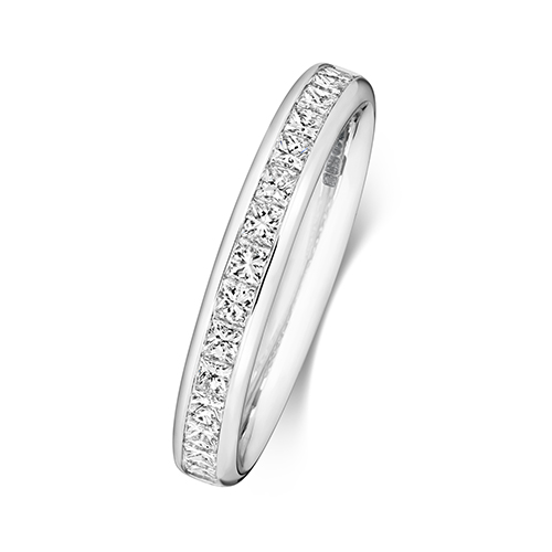 Platinum Diamond Half Eternity Ring Princess Cut Channel Set Diamond Wedding Band 5.30g - Image 3