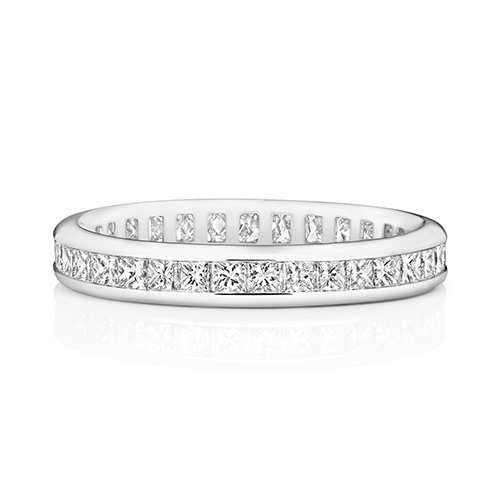 Platinum Diamond Full Eternity Ring Princess Cut Channel Set Diamond Wedding Band [2.95g -3.40g]