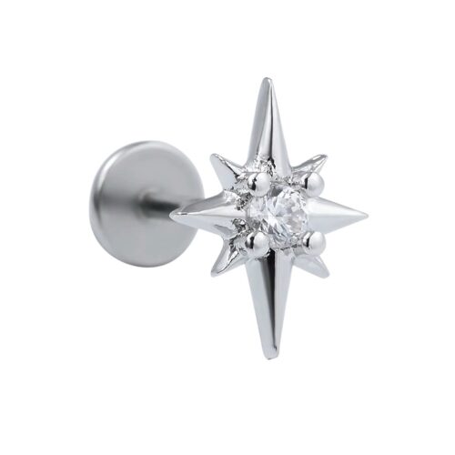 Silver Star CZ Labret Flatback
