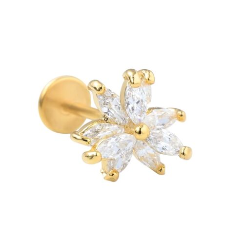 Gold Flower Labret Flatback