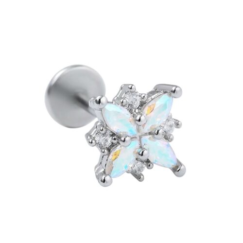 Silver Opal Flower Labret