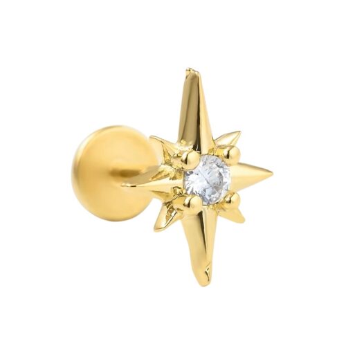 Gold Star CZ Labret Flatback