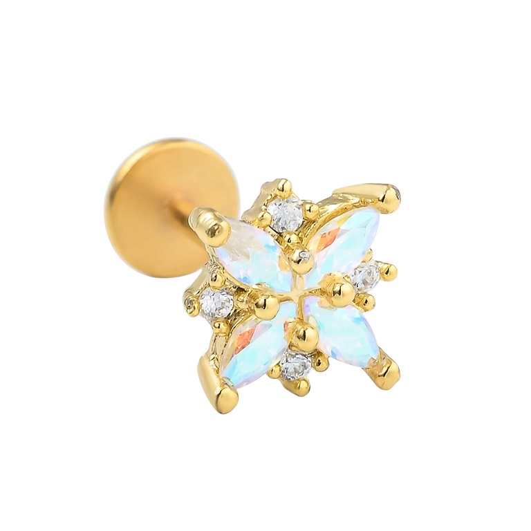 Gold Plated Opal Flower Labret