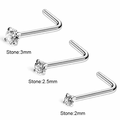 CZ L Shape Nose Stud