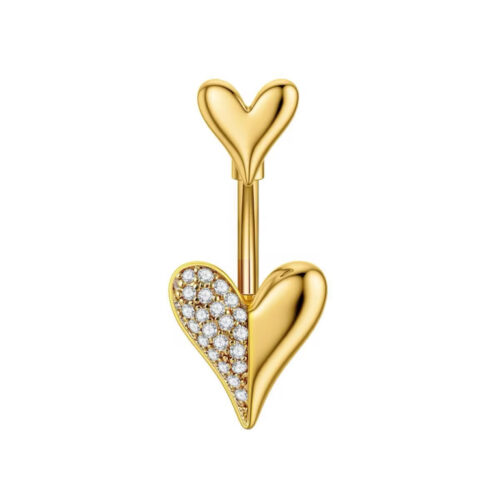Gold Plated Heart Belly Bar Ring