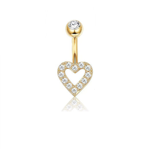 Gold Plated Heart Charm Belly Bar