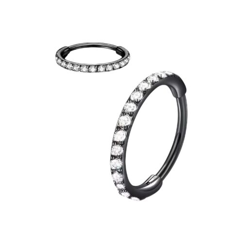 Black CZ Clicker Hoop