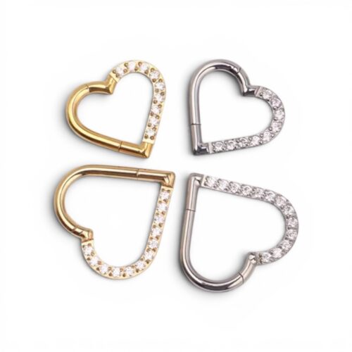 CZ Heart Seamless Clicker Hoop